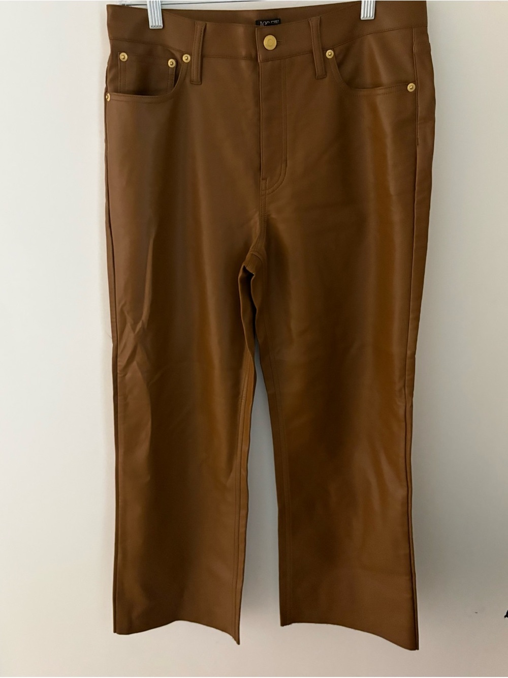 J.Crew Color Carmel 5 Pocket 
wide-leg pant soft sleek faux leather
100% Viscose
